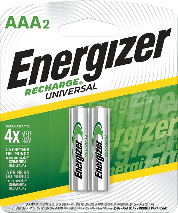 Pilha Recarregável Energizer Universal Aaa 2 Pilhas